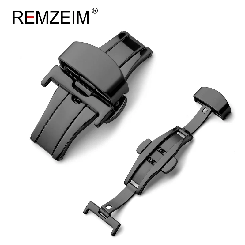 Sleek Stainless Steel Butterfly Deployment Buckle with Double Click Mechanism - Premium Watch Strap Accessory