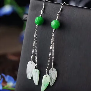 

Elegant style leaves eardrop pure made by hand Attractive female style earrings