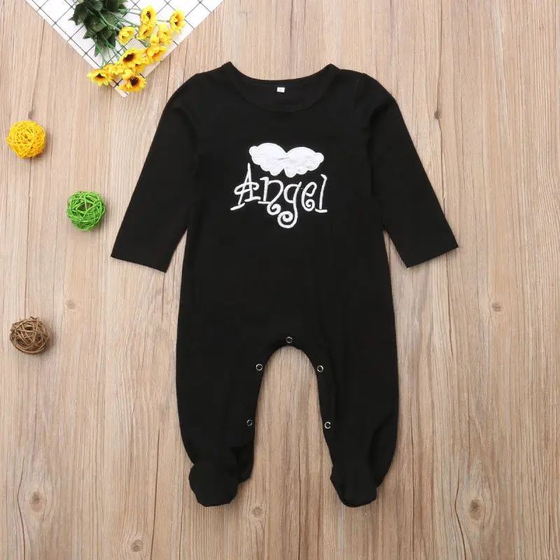 

Newborn 100% Cotton Baby Clothes Girl&Boy 3D Angel Wings Print Baby Rompers Playsuit Autumn Casual Outfits New Born Baby Clothes
