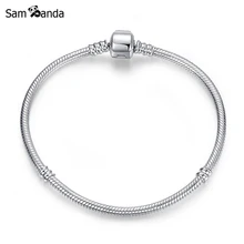 925 пробы серебряный браслет цепи змея Основные сердце Браслеты Для женщин Fit Пан бусы очарование DIY ювелирные рождественских подарков