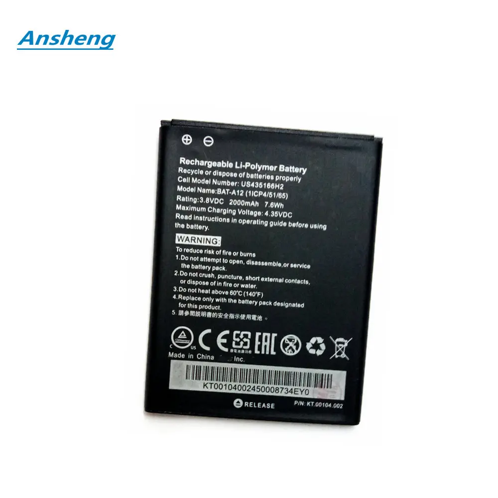 Высокое качество 2000 мАч BAT-A12 батарея для acer liquid Z520 Liquid Dual SIM (P/N (1ICP4/51/65) KT.00104.002) |