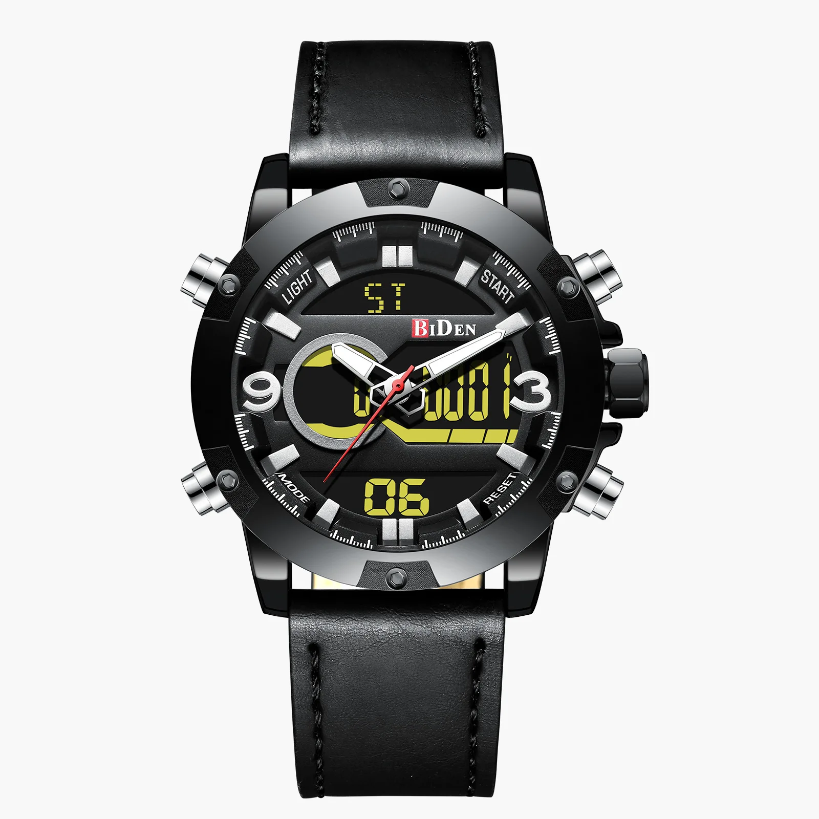 

mens sports wristwatches quartz digital Multifunction men's clocks BIDEN brand man watches leather waterproof male watch