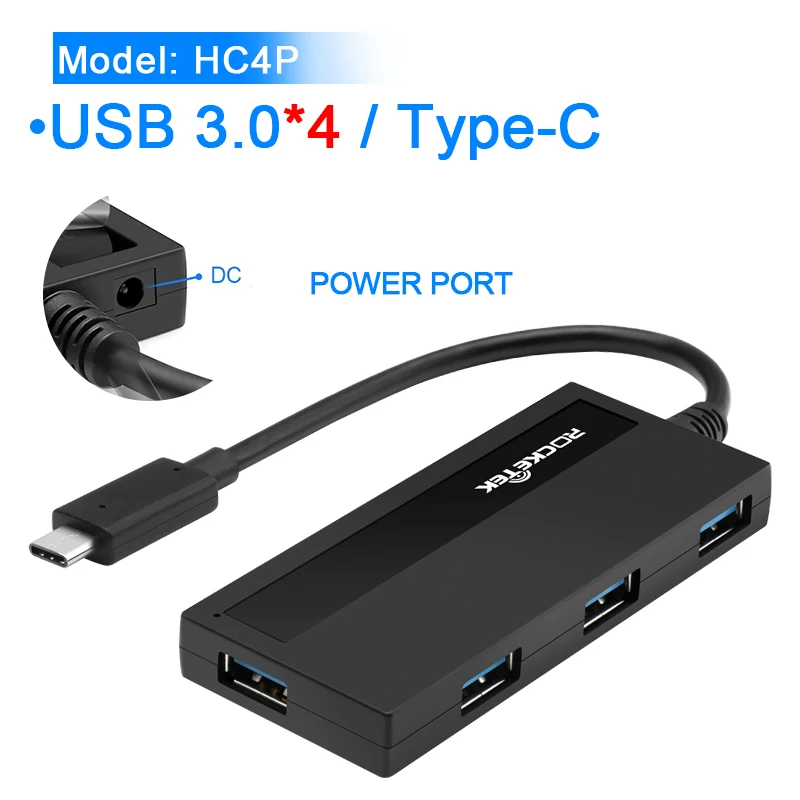 Rocketek Мульти usb 3,0 2,0 type c концентратор 4 порта адаптер сплиттер интерфейс питания Для iMac MacBook Air usb3.0 ПК компьютер Ноутбук - Цвет: HC4P