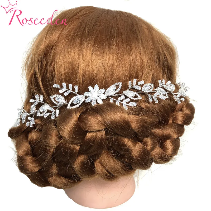 

CZ Zirconia Flower Bridal Headband Headpiece Wedding Tiara Hair Jewelry Diadem For women Girls RE3421