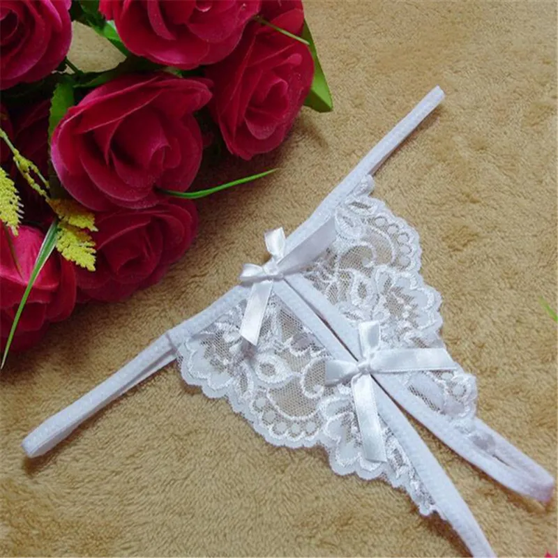 New Arrival Fashion Sexy Lingerie Ladies Underwear Lace Transparent Bowknot Thong Underwear Women Sexy CC2283