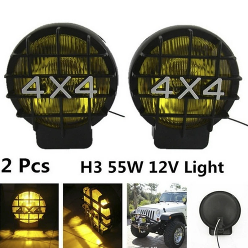 

1Pcs Car Off Road SUV Offroad Fog Light Lamp Halogen H3 Bulb 4x4 Spotlights Lights Work Driving HeadLights