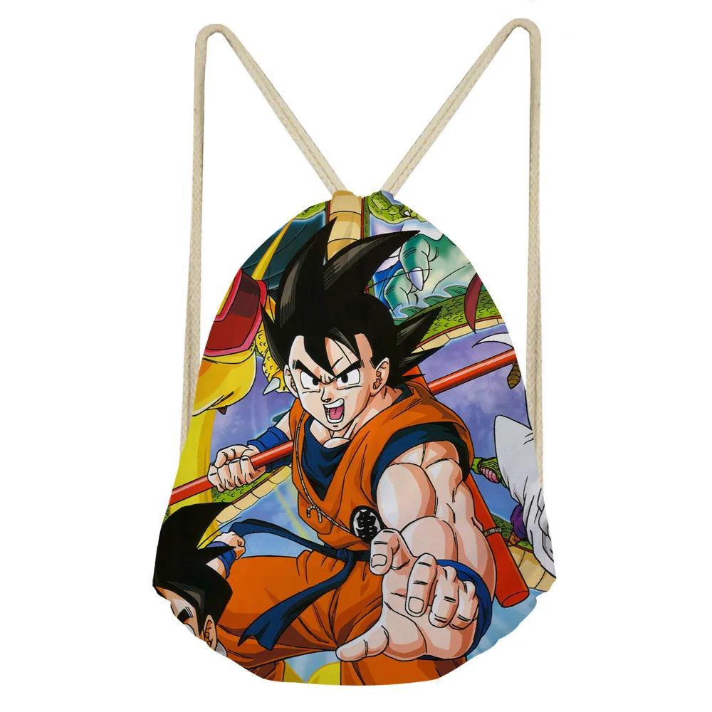 

ThiKin Dragon Ball Z Drawstring Bag Boys String Closure Bag For Clothes Pack Student School Backpack Women Shoulder Bag