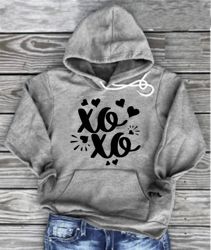 Худи XoXo с надписью Love худи на День святого Валентина парный Графический наряд