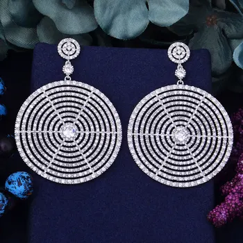 

GODKI 79mm Luxury Trendy Geometry Heart Design Full Mirco Paved Cubic Zirconia Wedding Drop Earring Fashion Jewelry