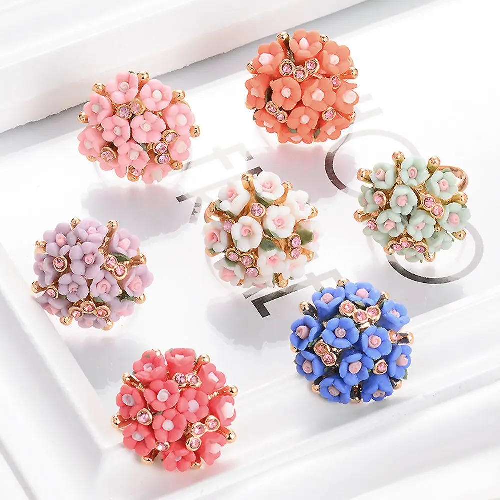 

2019 New Fashion Beautiful Ceramic Flower Ring for Women Girls Adjustable Wedding Rings 7 Colors Engagement Rings Jewelry Gifts