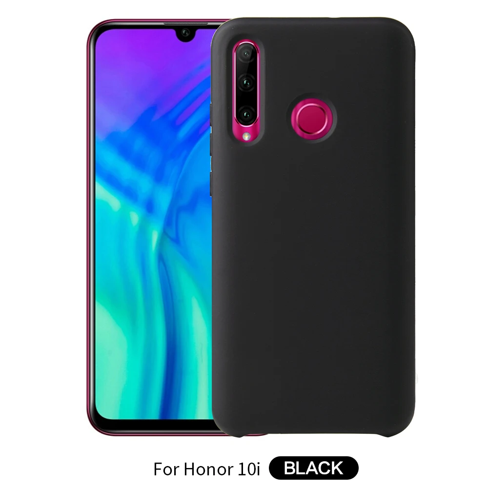 Etui huawei P Smart чехол для телефона на Funda huawei Honor 10i чехол Официальный жидкий силиконовый мягкий чехол Honor 10i чехол - Цвет: Черный