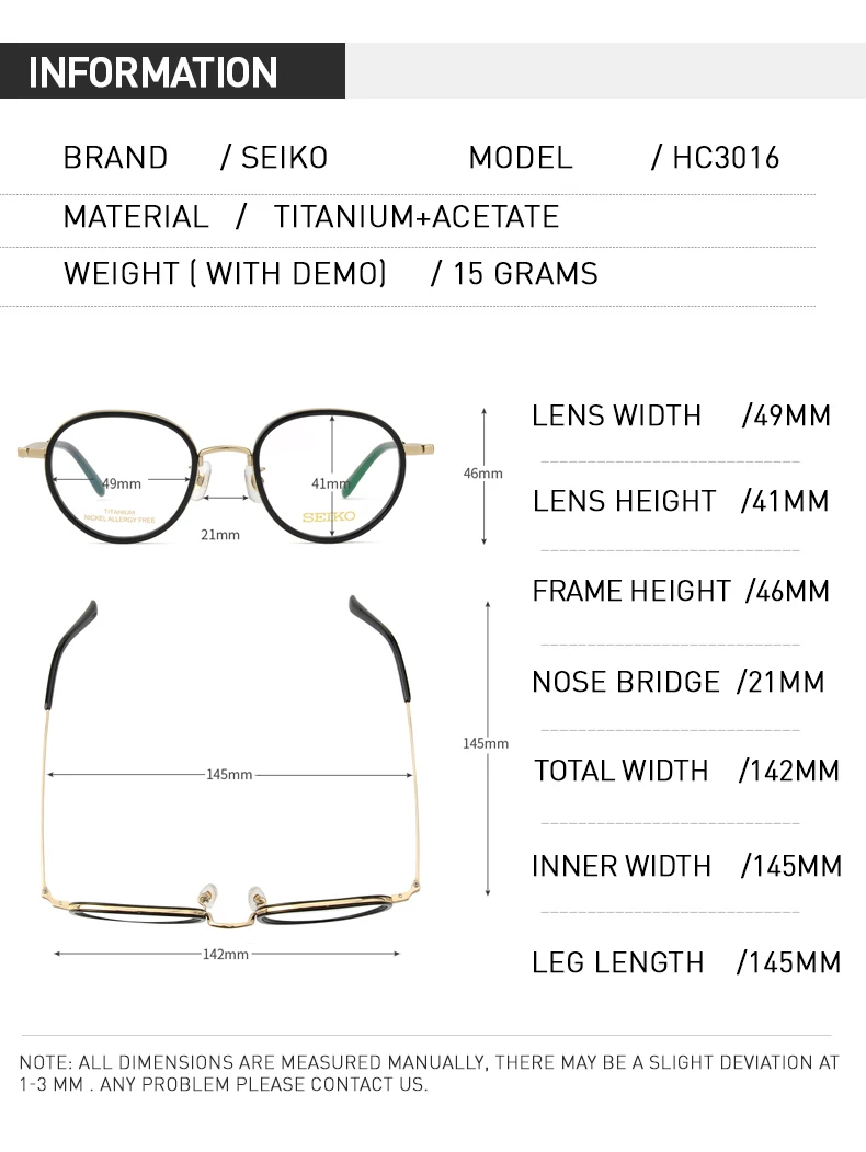 SEIKO очки оправа для женщин Близорукость Оптические очки с диоптриями круглые прогрессивные Мультифокальные очки оправа HC3016
