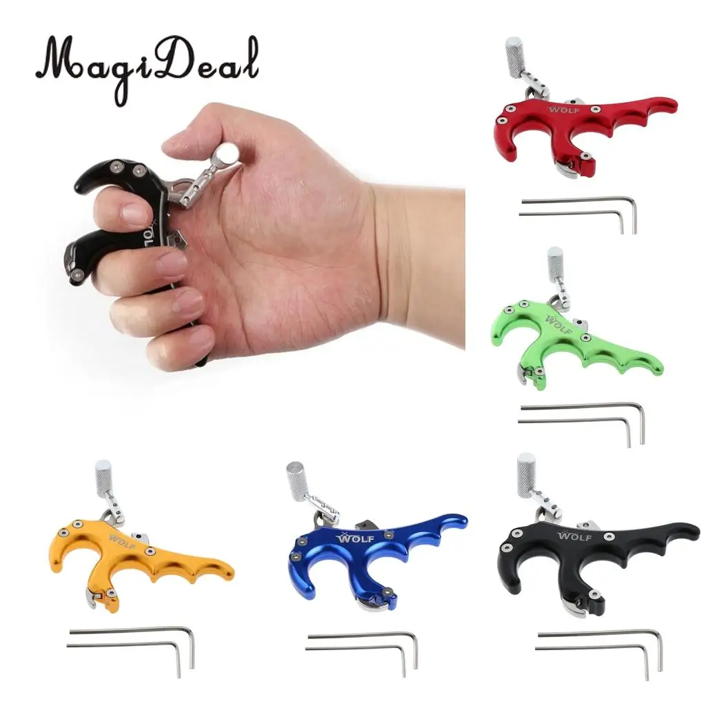 Outdoor 4 Finger Grip Archery Bow Release Aid Trigger for Compound Bow for Hunting Shooting