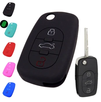 

3 BUTTON SILICONE CAR OLD KEY FOB COVER CASE FIT FOR AUDI A2 A3 S3 A4 S4 A6 S6 RS6 A8 TT ALLROAD FLIP FOLDING REMOTE HOLDER