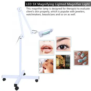 

LED 5X Beauty Cosmetic Makeup Magnifying Lighted Magnifier Light Floor EU Plug Face Skin Care Tools Brace Supports