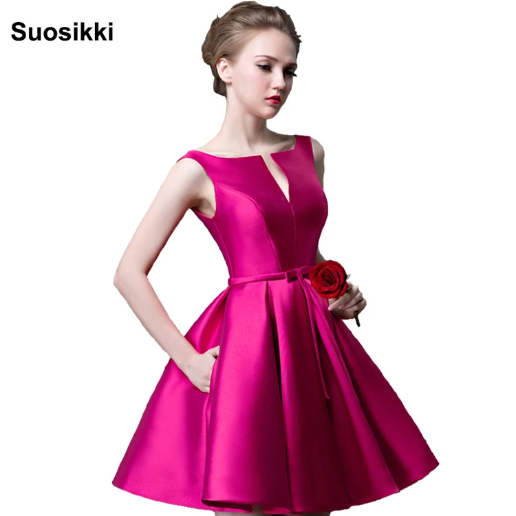 Rose NO.31 Suosikki/Новинка года; модное короткое дизайнерское платье цвета фуксии на шнуровке; вечерние платья для невесты; коктейльное платье - Цвет: Rose NO.31