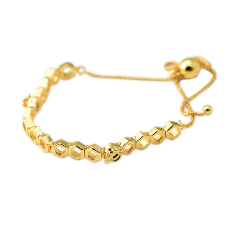 

Authentic 925 Sterling Silver Adjustable Limited Edition Honeybee Bracelet Fashion Jewelry Original European Style