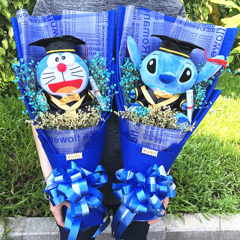 

Stitch Doraemon Relax Bear Plush Toy Flower Bouquet Decoration Creative Valentine's Mother's Day Handmade Birthday Graduate Gift