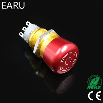 

19mm Elevator Lift Waterproof Stainless Steel Metal Latching Emergency STOP Push Button Switch Stop Button Switch Golden 2NO 2NC