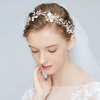 

Beautiful Silver Metal Leaf Bridal Headband Crystal Hairband Bridal Headpiece Wedding Hair Accessories Fashion Hair Ornament