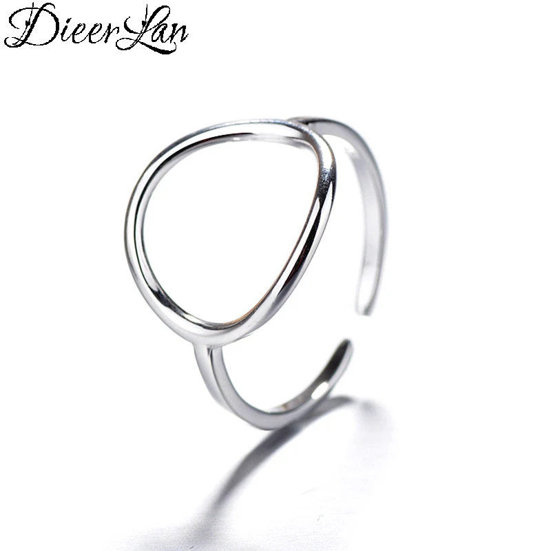 

DIEERLAN Bohemian 925 Sterling Silver Circle Rings for Women Adjustable Round Rings Wedding Engagement Jewelry Girls Gift