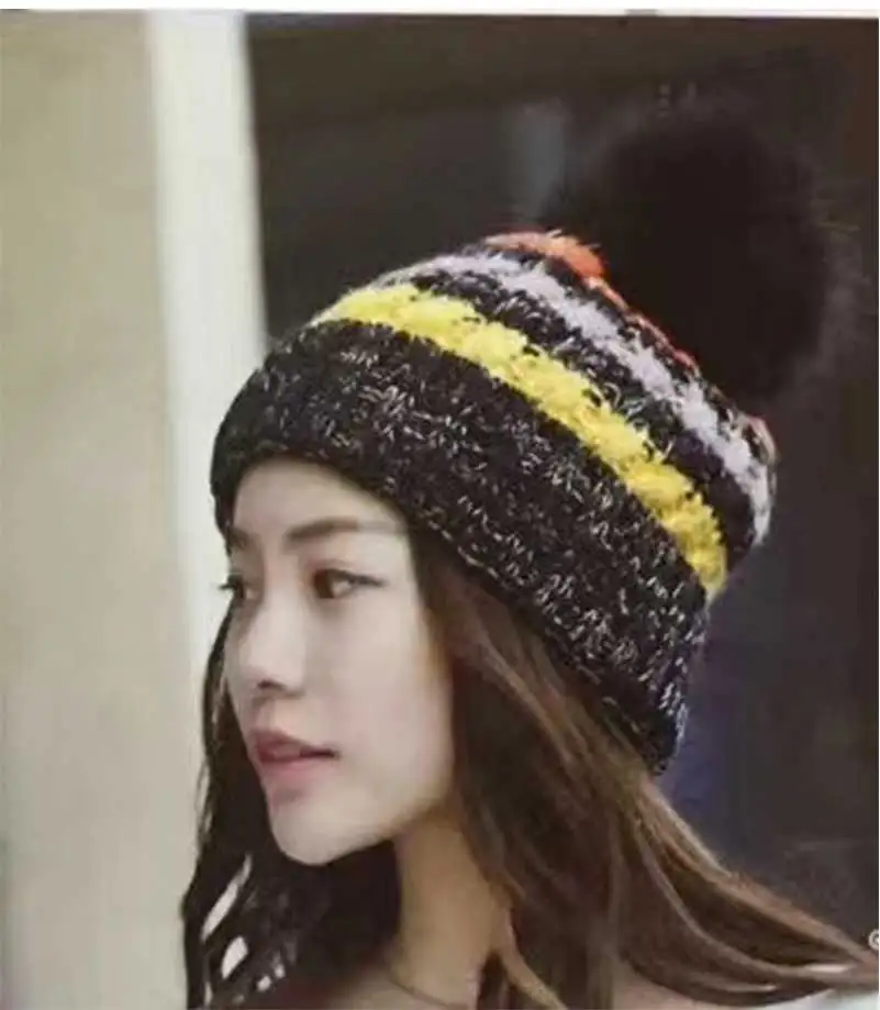 winter hat female beanie faux fur pompon hat knitted pompon beanie winter hat knitted hat winter hats (4)