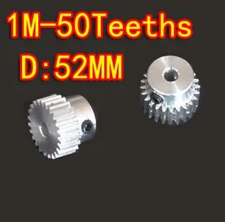 

2pcs 1M-50T Metal aluminum alloy precision small motor spur gear-Hole d:6mm