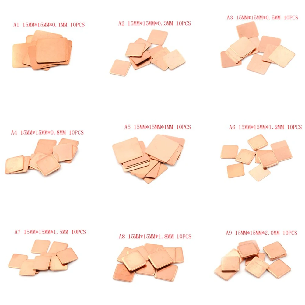 10PCS Heatsink Sheet Laptop Copper Sheet Plate Strip Shim Thermal Pad