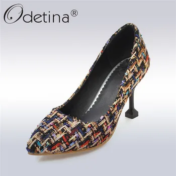 

Odetina New Fashion High Heels Pumps For Women Pointed Toe Stange Style Elegant Shoes Slip On Female Pumps Big Size 33-48