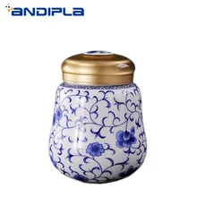 Цзиндэчжэнь сине-белые фарфоровые контейнеры для чая керамическая канистра пищевая закупориваемая банка кофейное хранилище специй бутылки кухонные аксессуары