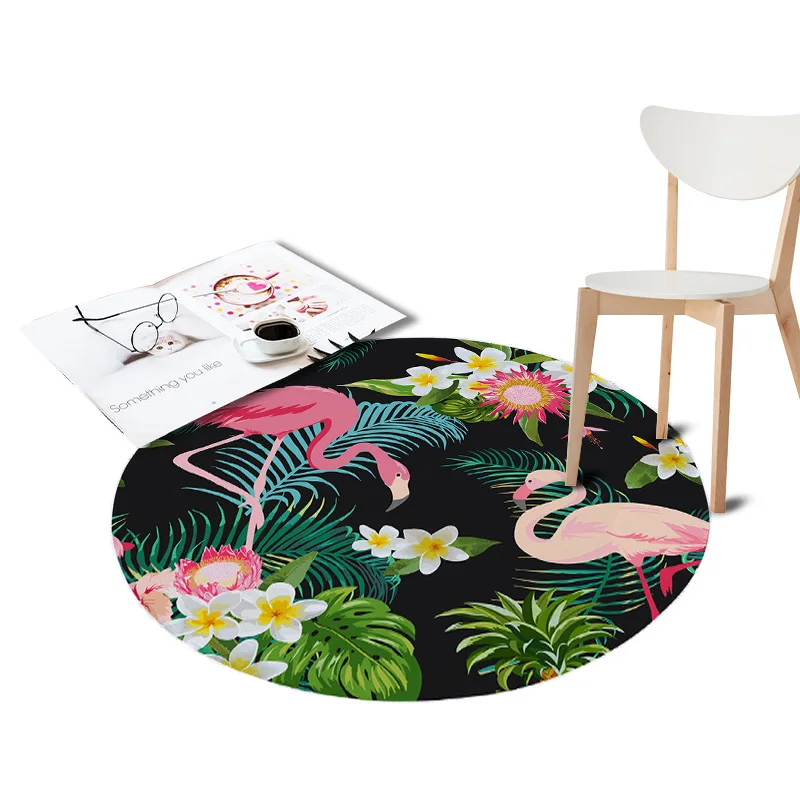 Фламинго Печатный коралловый бархатный коврик на стул и на пол большой круглый ковер для гостиной детской спальни тропические растения наружные коврики - Цвет: 4