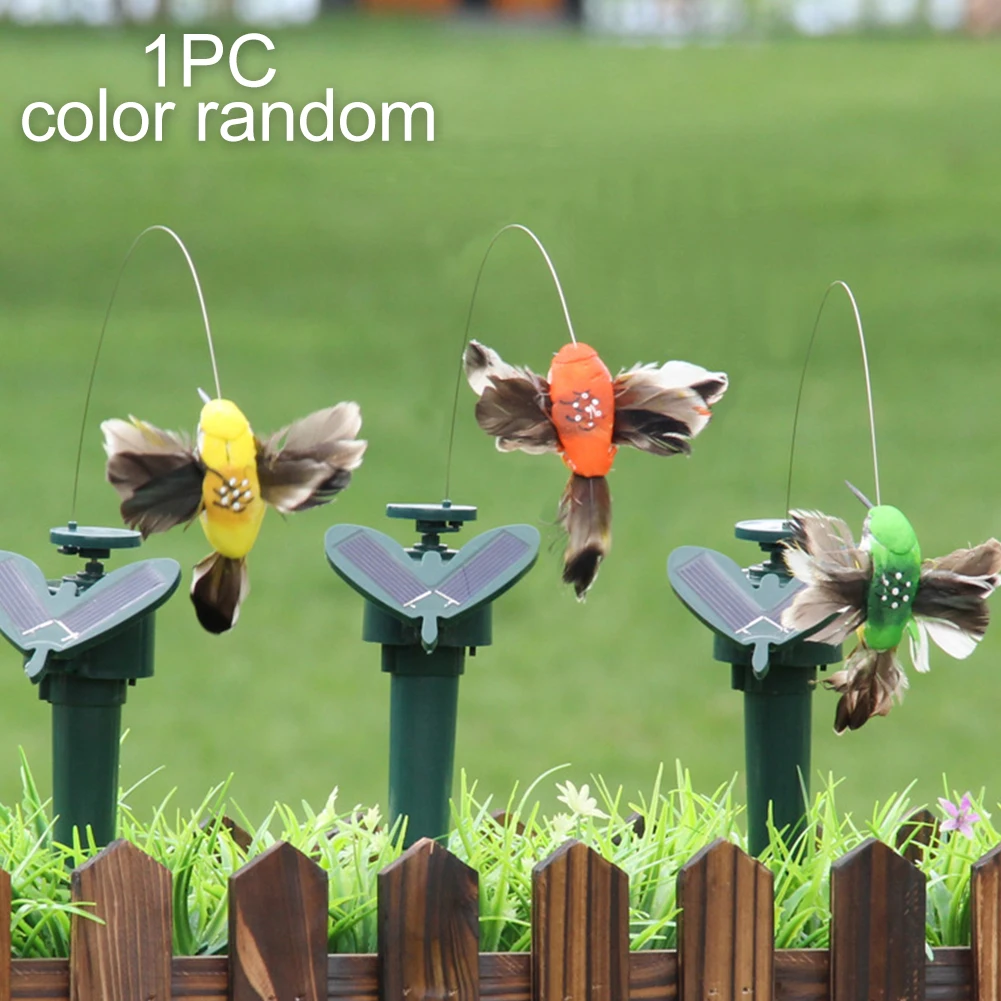 

Dancing Flying Vibration Solar Power Garden Craft Home Easter Yard Electric Hummingbird Outdoor Colorful Decoration Random Color