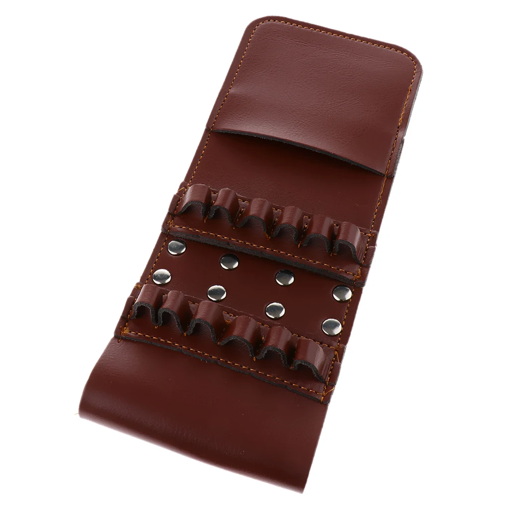  12 Arrow Brown Hunting Archery Leather Arrow Quiver Portable  Pocket Holder Bag For Outdoor Walk Shooting And Target Practice