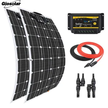 

Giosolar 200 Watt 12 Volt Solar Marine Kit Monocrystalline Panel with 20A LED Charge Controller for RV Solar Charging Off-Grid