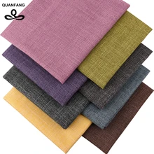 QUANFANG, 8 шт./лот, однотонная полиэфирная цветная льняная ткань для лоскутной подушки, дивана, шитья, рукоделия, материалы, ткань 40 см x 45 см