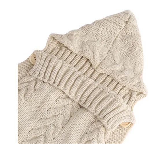 Одеяло для новорожденных мальчиков и девочек, вязаное крючком теплое Пеленальное Одеяло, спальный мешок - Цвет: Бежевый