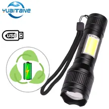 COB LED Flashlight 8000 Lumens T6 LED+COB Lanterna 3 modes Waterproof Rechargeable Torch zoom Side COB lamp for camping Working uniquefire uf 1405 940nm ir flashlight portable rechargeable 3 modes led flashlight lanterna torch one slot charger