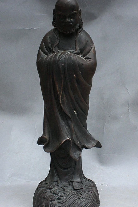 11 "Китай Буддизм Бронзовый Стенд Старый Монах Архат Дамо Бодхидхарма Дхарма Статуя