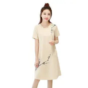 

Elegant Summer Women Print Floral Dress Short O Neck Sleeve Ladies Sundress hot sale