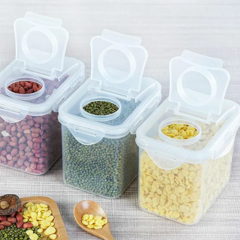 3 шт. качественный контейнер для хранения фасоли, кухонный многозерновой резервуар для хранения, пластиковые герметичные банки, бытовая коробка для хранения продуктов WF710159