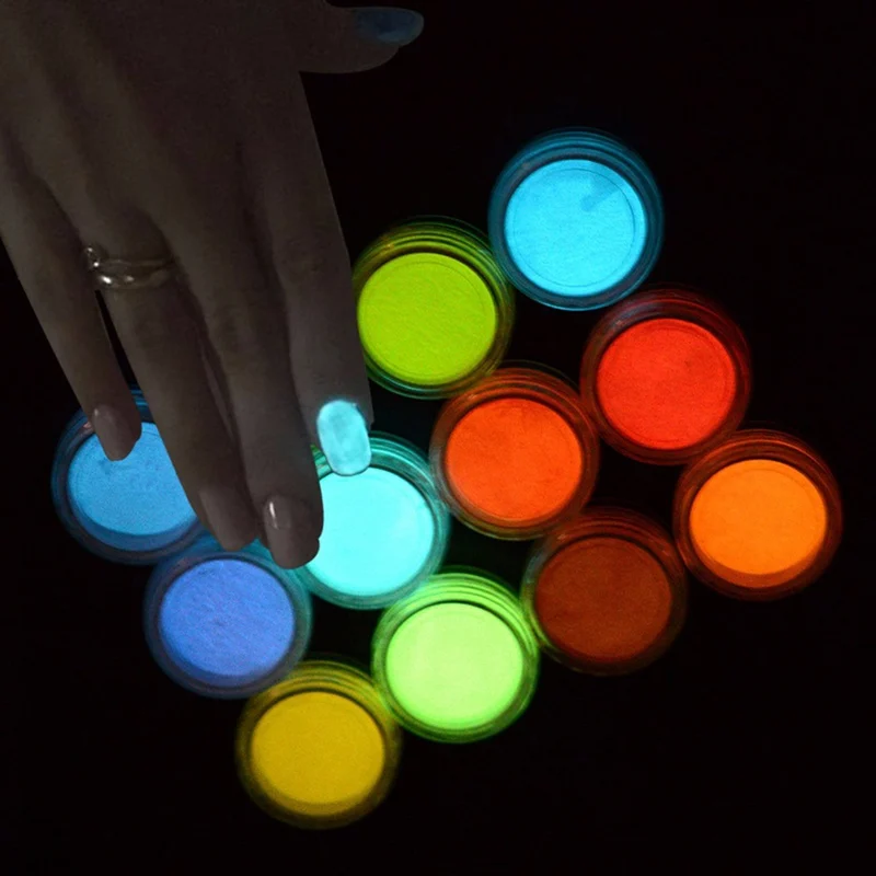 

1 Box Neon Phosphor Powder Nail Glitter Powder 12 Colors Dust Luminous Pigment Fluorescent Powder Nail Glitters Glow In The Dark