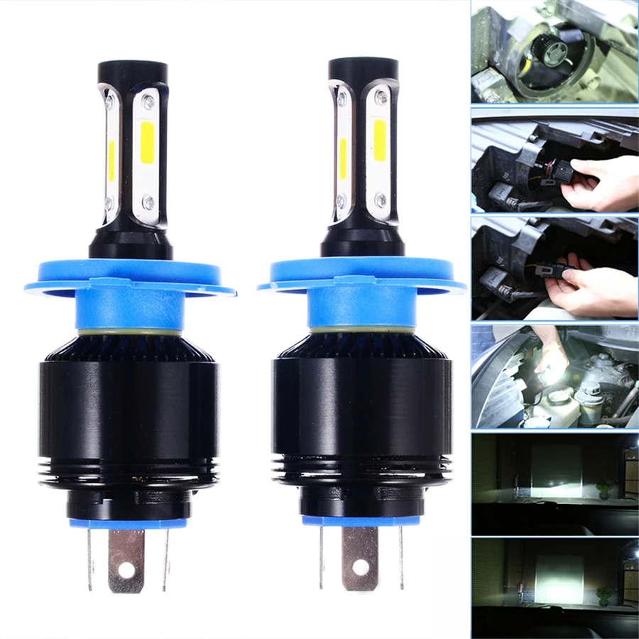 

2Pcs/Set H4 LED Headlight 8000LM Super Bright 72W 3 socket Low Beam Car Headlamp Light Bulb Auto Light-emitting Diode Lamp