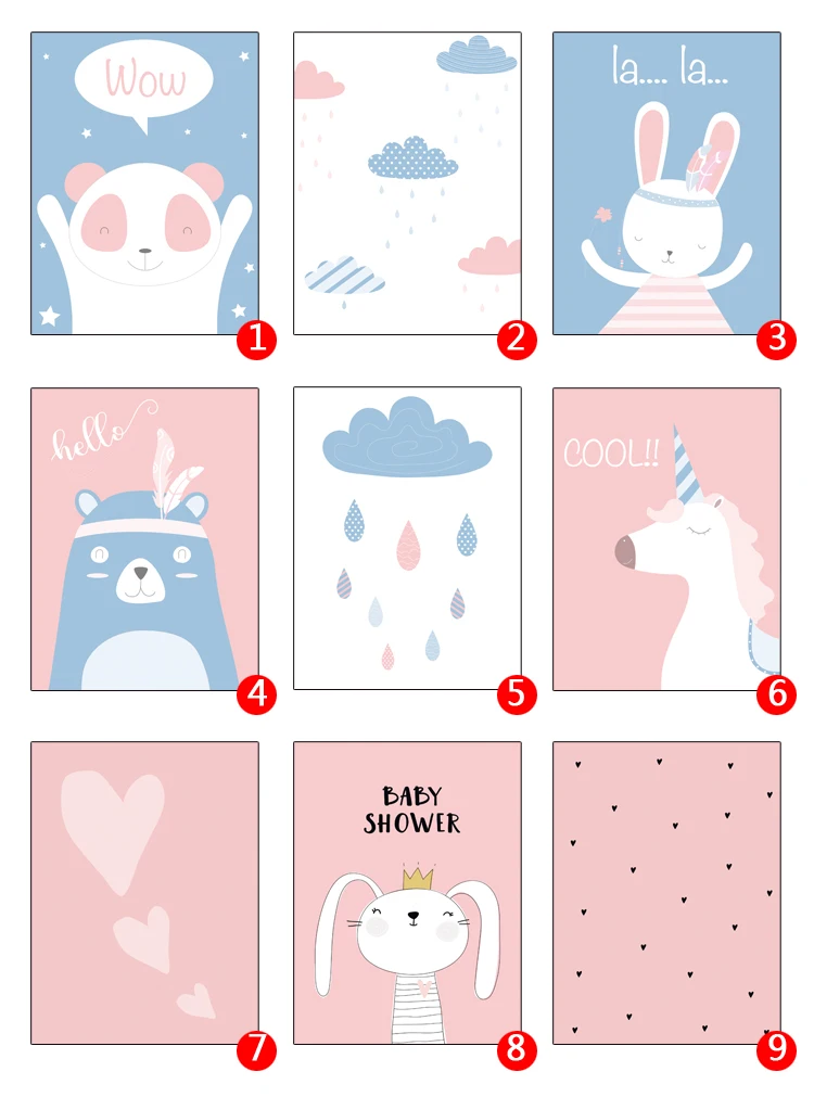 

Children Posters Kawaii Rabbit Wall Art Canvas Prints Cartoon Painting Nordic Nursery Wall Pictures Kids Bedroom Decoration