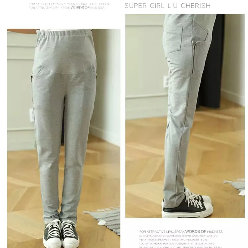 

Spring Autumn Pregnant Women Zipper Pants Maternity Belly Prop Comfortable Cotton Pants Maternity Loose Casual Trousers