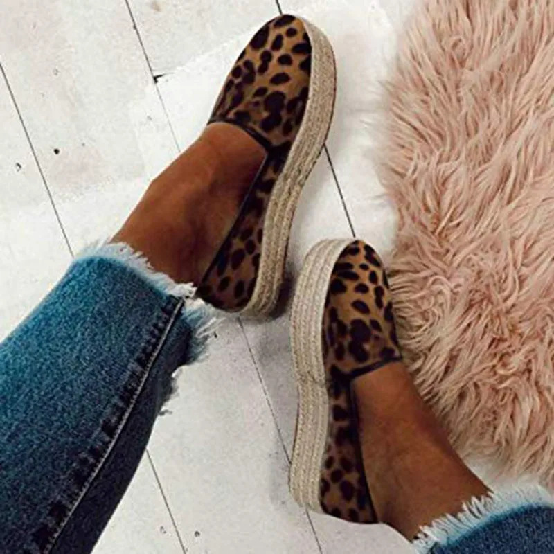 

Women Sneakers leopard High Flats Heel Thick Sole Height Increasing Chunky Platform Vulcanized Ladies Loafers Zapatos Mujer 991W