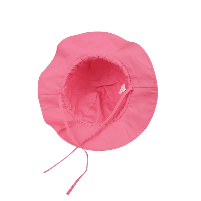 Fashion Cotton Girls Hat Summer Panama Sun Cap For Girls Ruffles Lace Up Kids Hat Wide Brim Red Beach Hat Baby Girls Clothing (6)