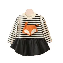 YBR1551834 модная блузка для маленьких девочек топы в полоску с лисой для маленьких девочек, одежда для девочек пуловер для девочек одежда для малышей Детская одежда