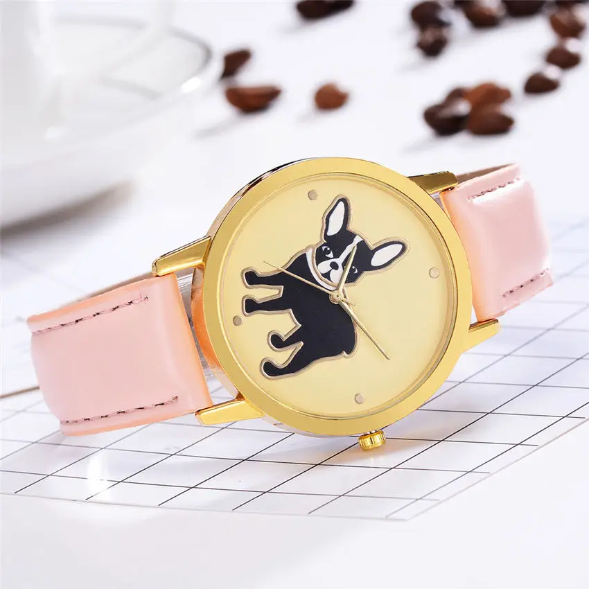 FanTeeDa женские кожаные часы с рисунком забавной собаки из нержавеющей стали Кварцевые наручные часы с Циферблатом Часы relogio Feminino подарок для женщин 3