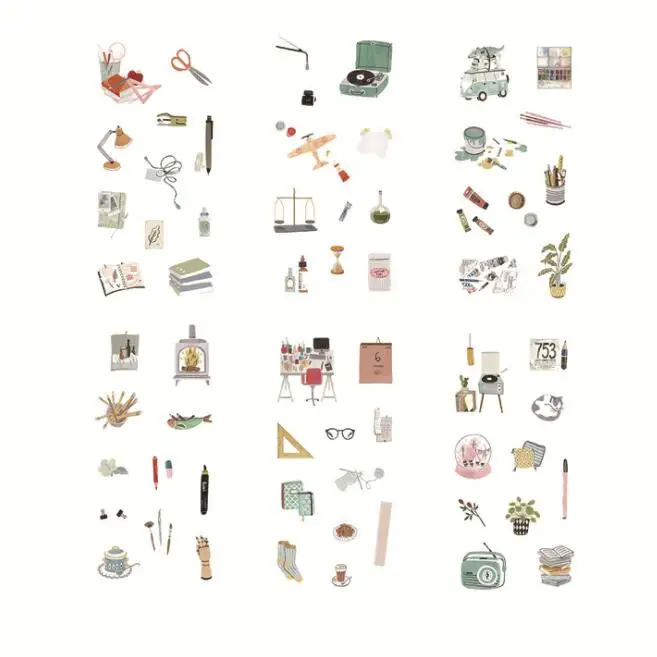 

6 pcs/pack Study Ruler Pen Bullet Journal Decorative Stationery Stickers Scrapbooking DIY Diary Album Stick