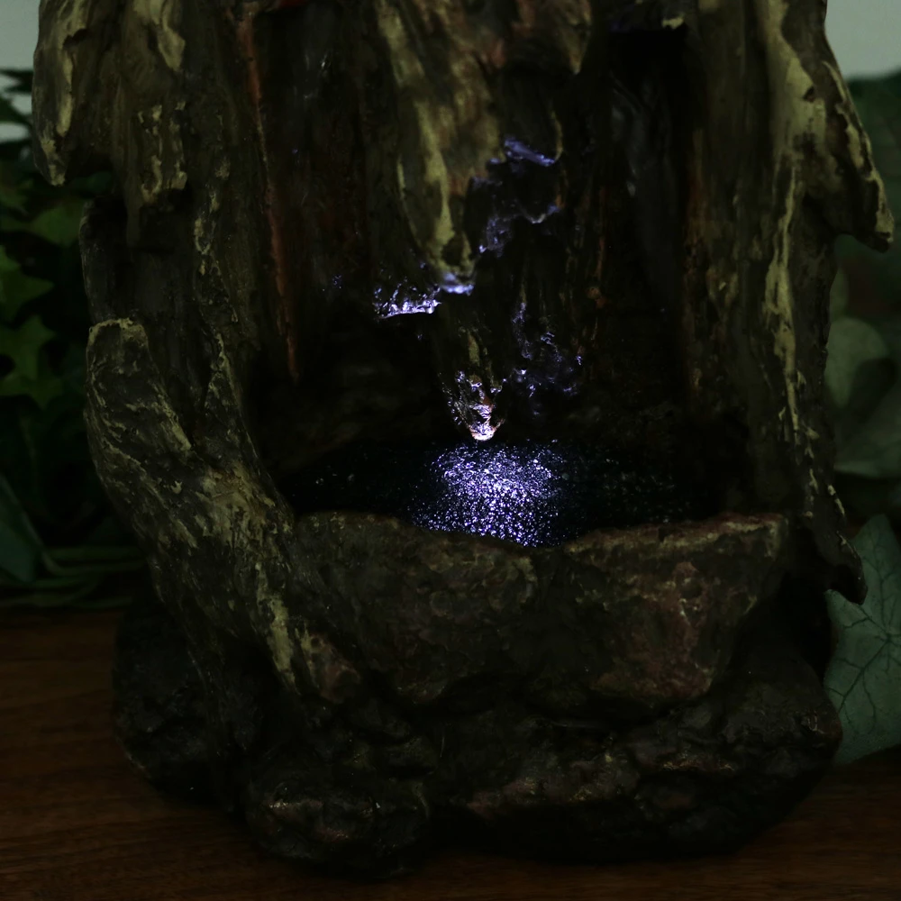 Sunnydaze Hollowed Log Tabletop Water Fountain with LED Lights, 11.5 Inch (3)